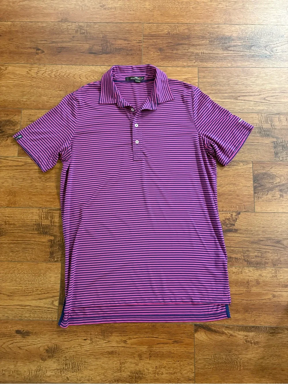 RLX Ralph Lauren Turnberry Isle Miami Golf Polo Pink Navy Striped L